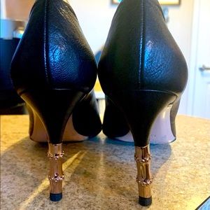 gucci with 3 1/2 inch bamboo heel,  black leather